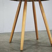 Jan Kalous Rattan and Beech Side Table, Czechoslovakia, 1970s