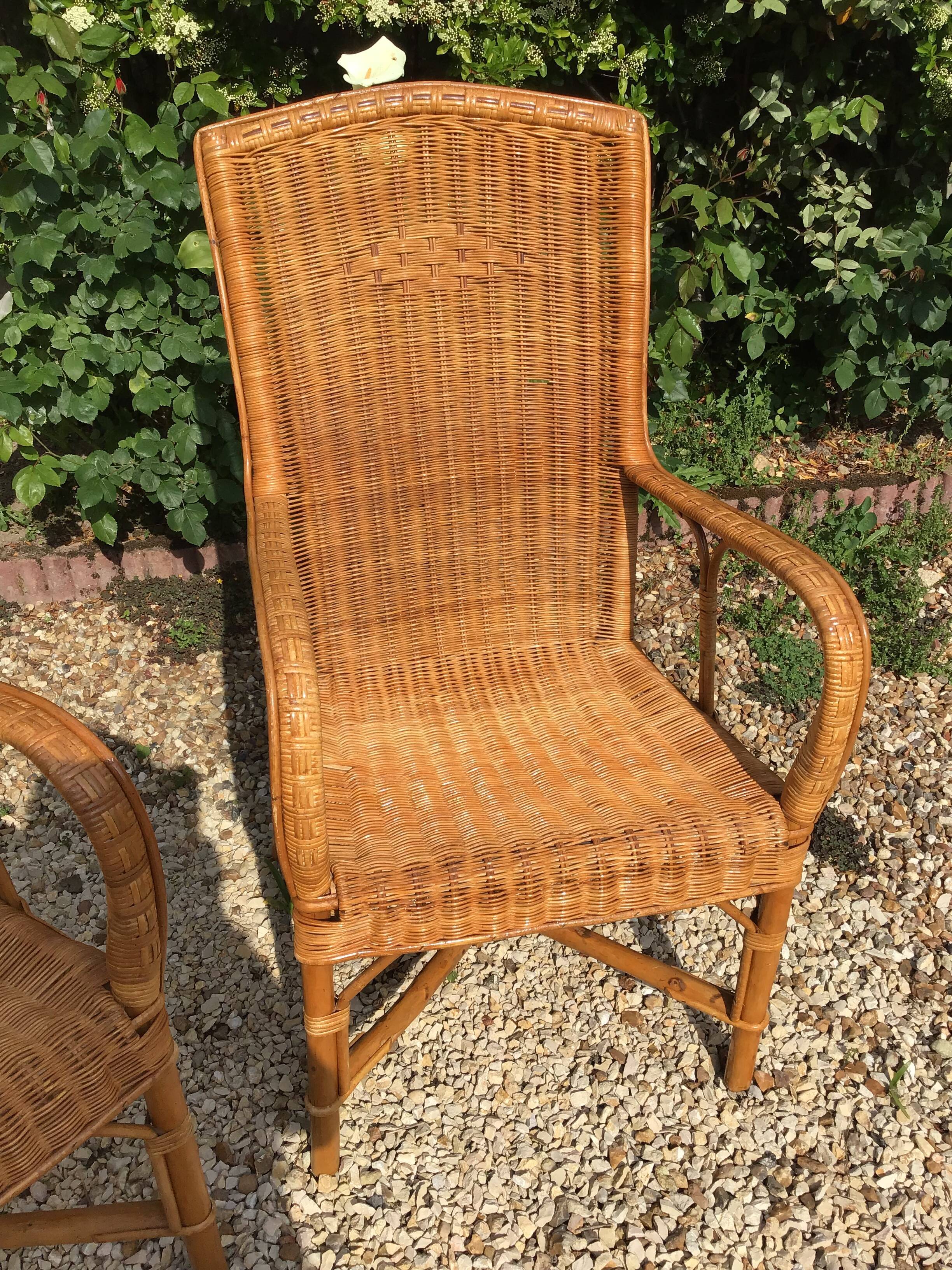 Pair of rattan armchairs
