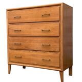 Vintage chest of drawers with compass feet, oak, original patina, 1950s