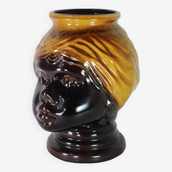 Vase Scheurich Tête de Maure 1970 céramique vintage Allemagne