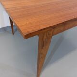 Vintage rustic scandinavian style dining table from 50s 60s in teak and oak