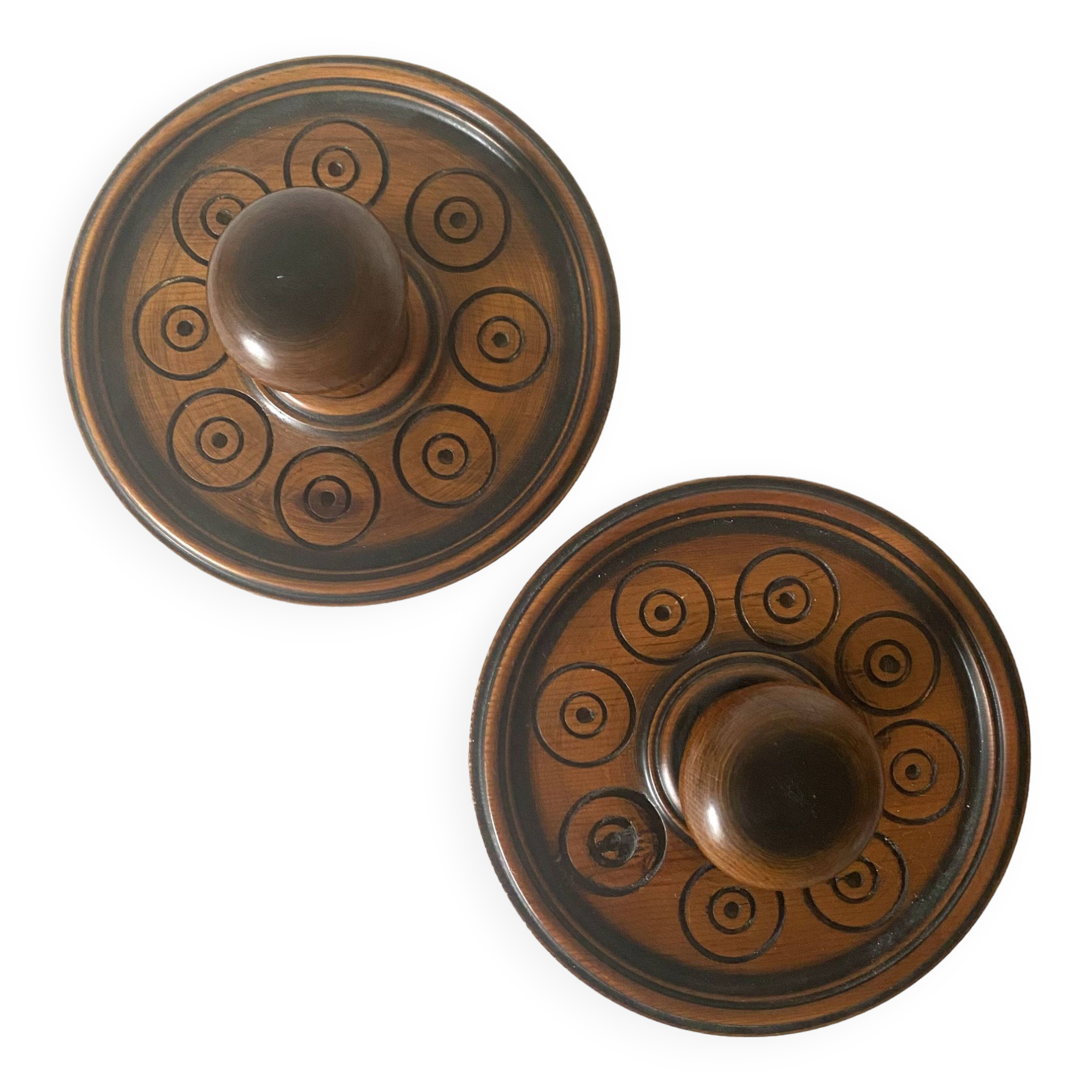 Pair of carved wooden wall hooks