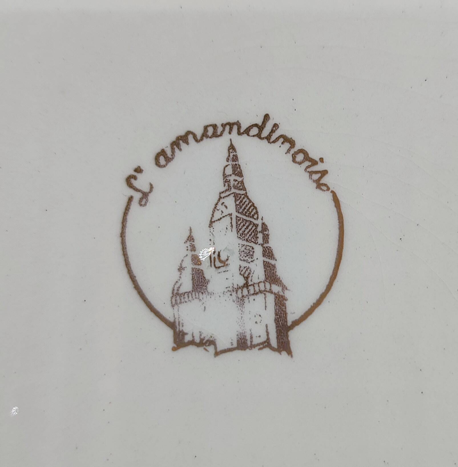 Service of 12 vintage deep plates L'Amandinois Floral Decoration and Gilding