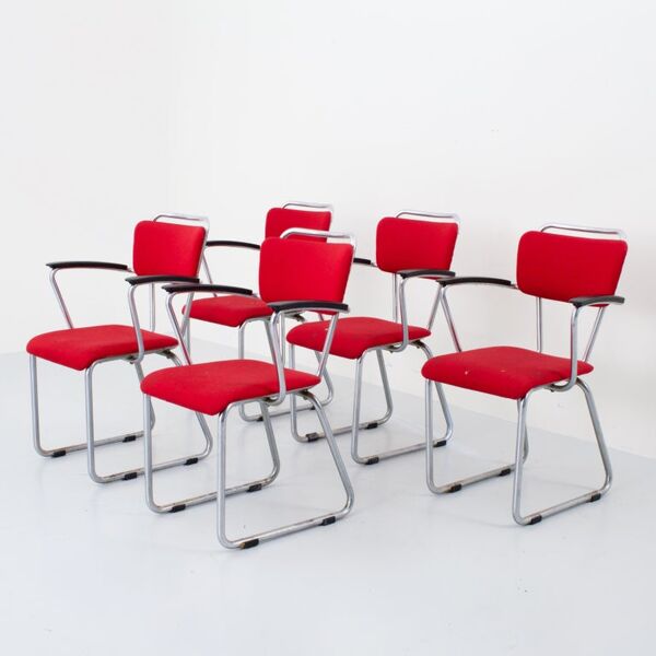 Set de 5 fauteuils Gispen '214' par Christoffel Hoffman pour BPM Néerlandais 1935