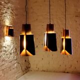 Vintage black brass 'østerport' pendant and wall lamp by Bent Karlby for Lyfa, Denmark 1960s