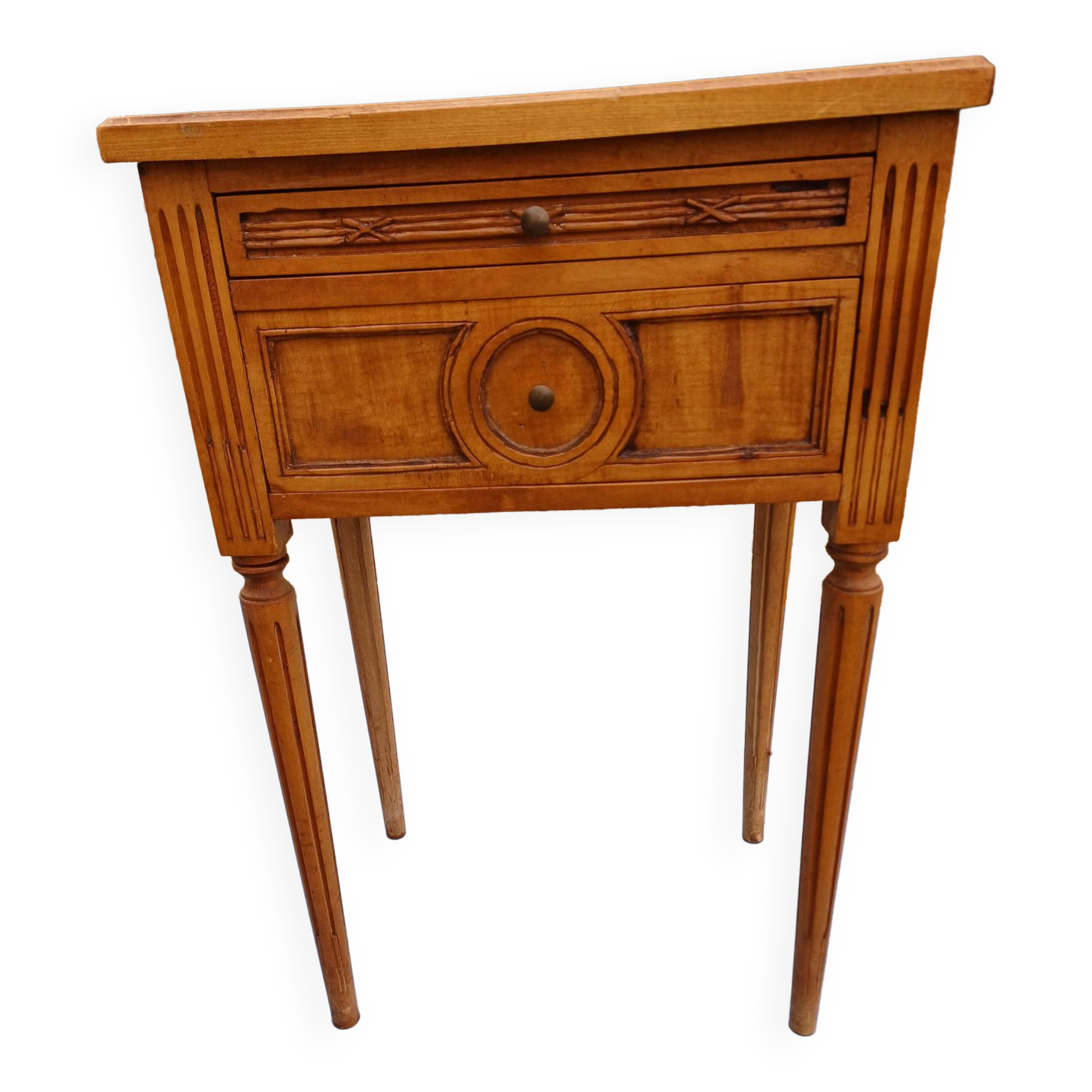 Nightstand 2 drawers walnut oak and burl walnut