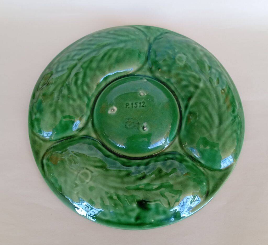 Appetizer Platter Majolica Green Ceramic Leaf Portuguese