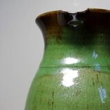 Small green pitcher enameled stoneware Sylvie Wlotkowski craftsmanship from Burgundy