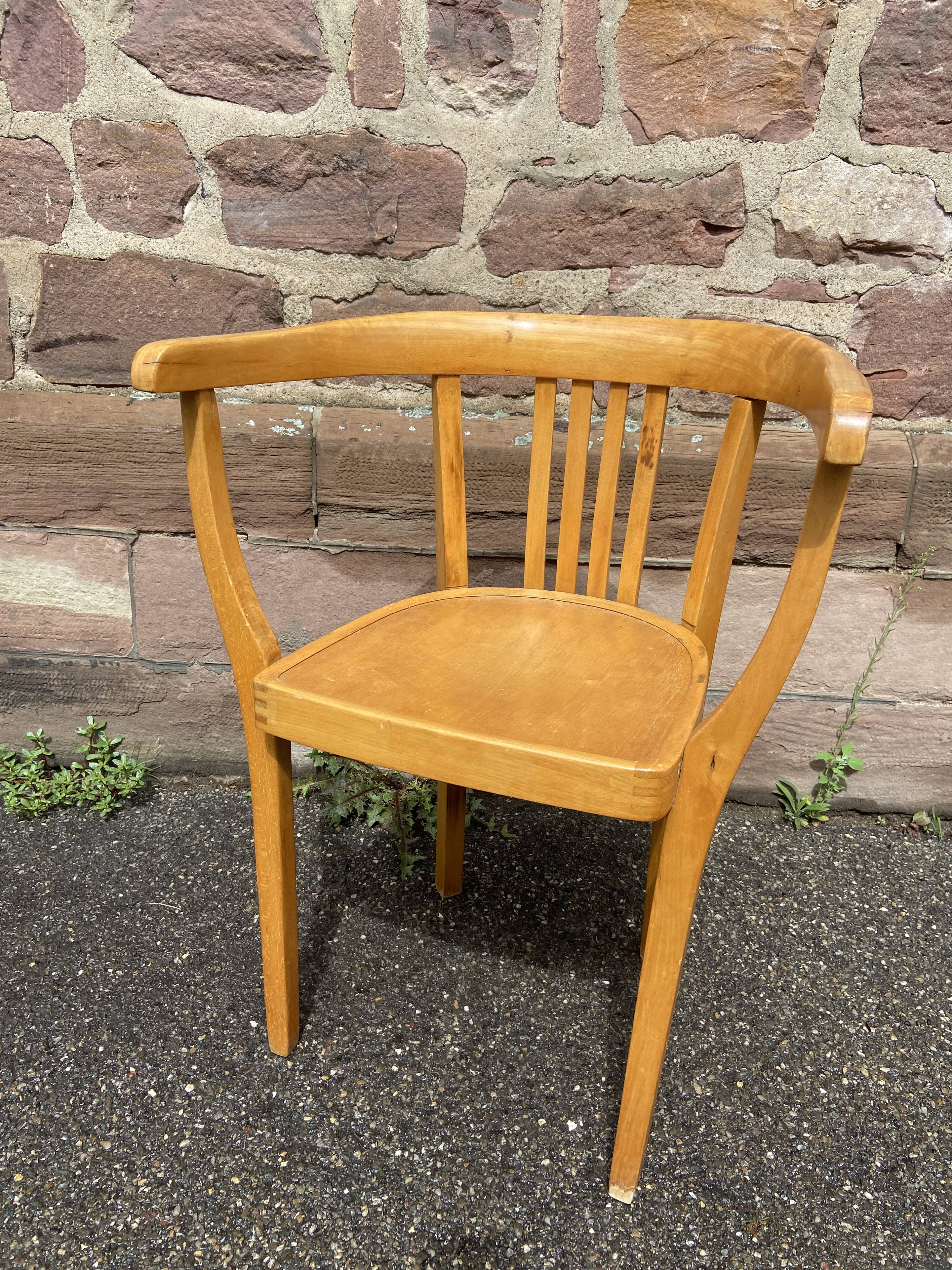 Viennese curved wood desk chair style fischel thonet 1950