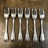 Set of 6 Boulenger silver metal cake forks