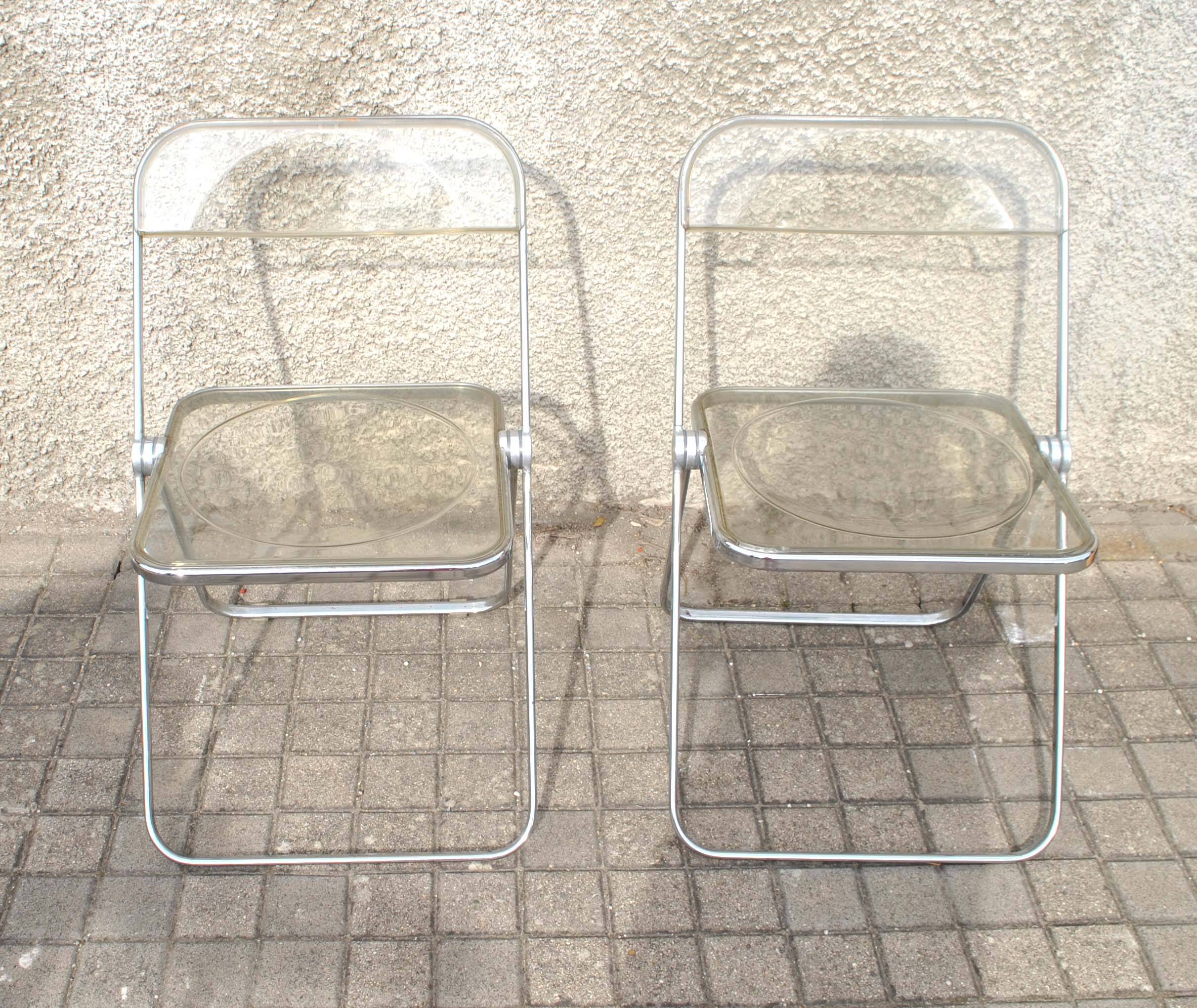Set of 2 vintage DESIGN PLIA chairs by Giancarlo Piretti for Castelli Italy 1960s