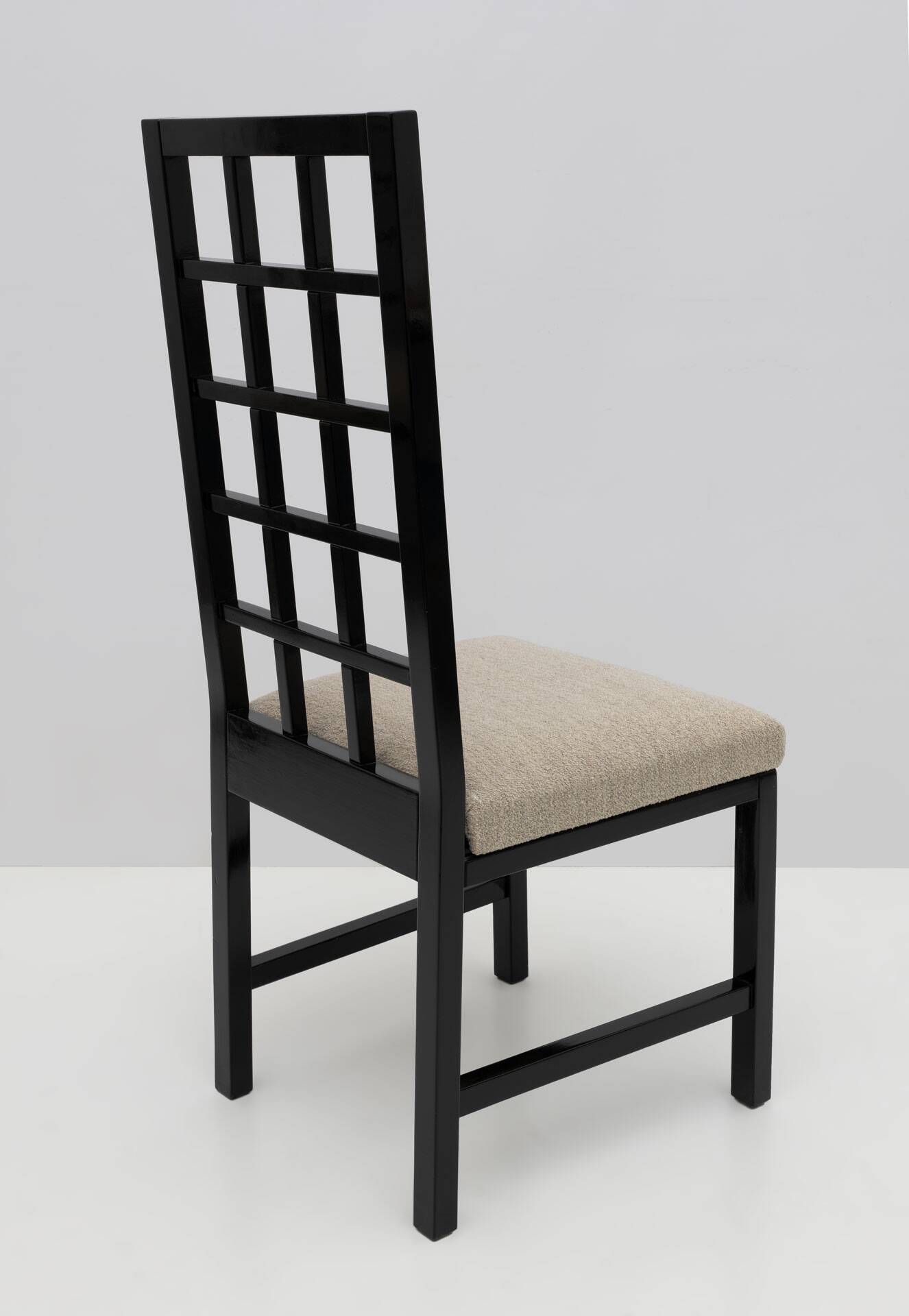 Four Black Lacquered High Back Chairs, 1979