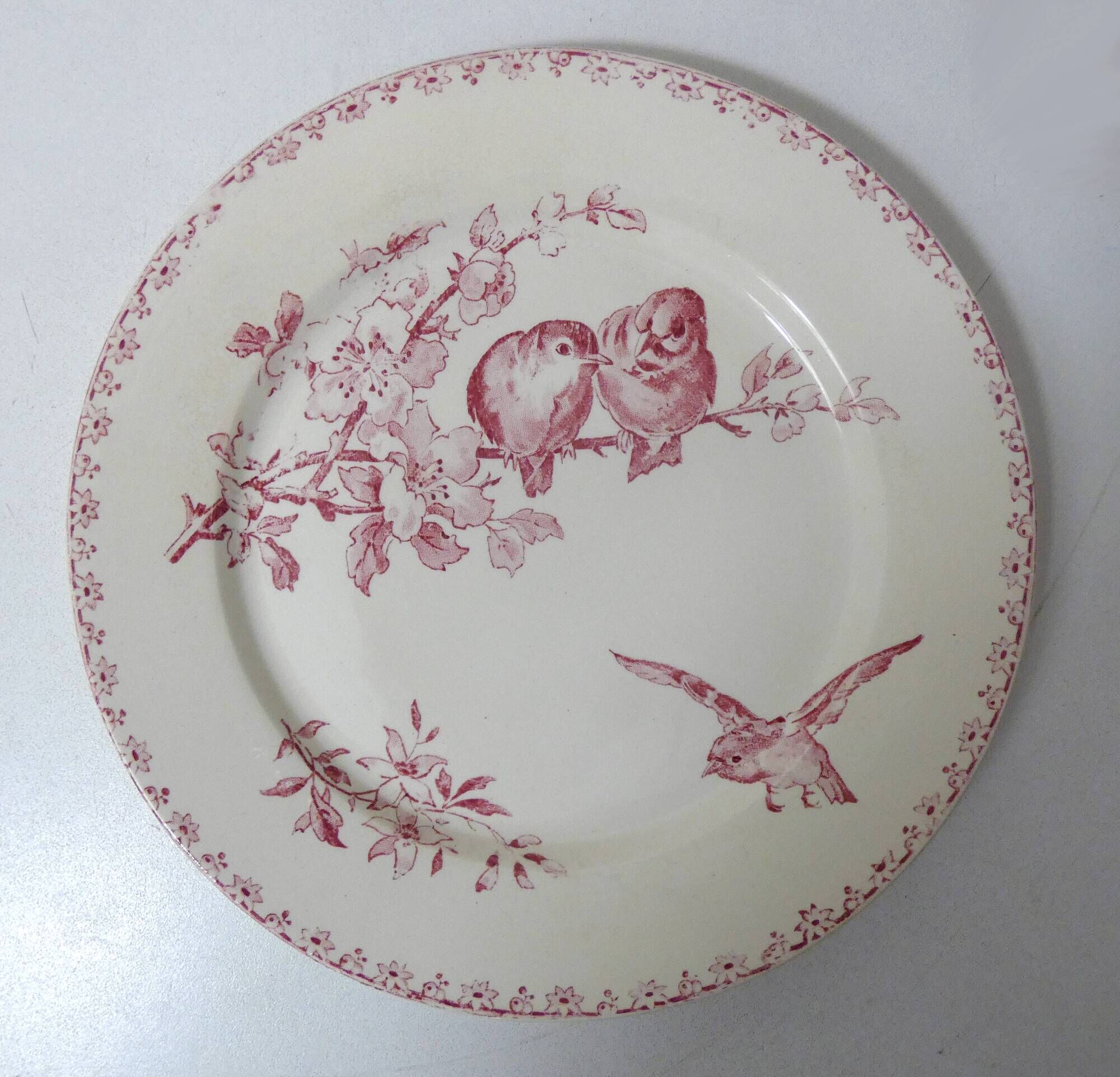Terre de fer Digoin Sarreguemines 6 flat plates FAVORI birds model