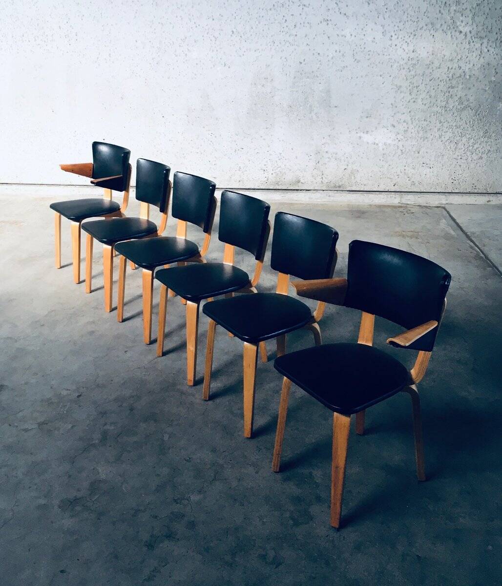 MCM Dutch Design Dining Chairs attributed to Cor Alons for Gouda Den Boer, 1950s, Set of 6
