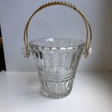 Glass and gold metal ice bucket 60s-70s
