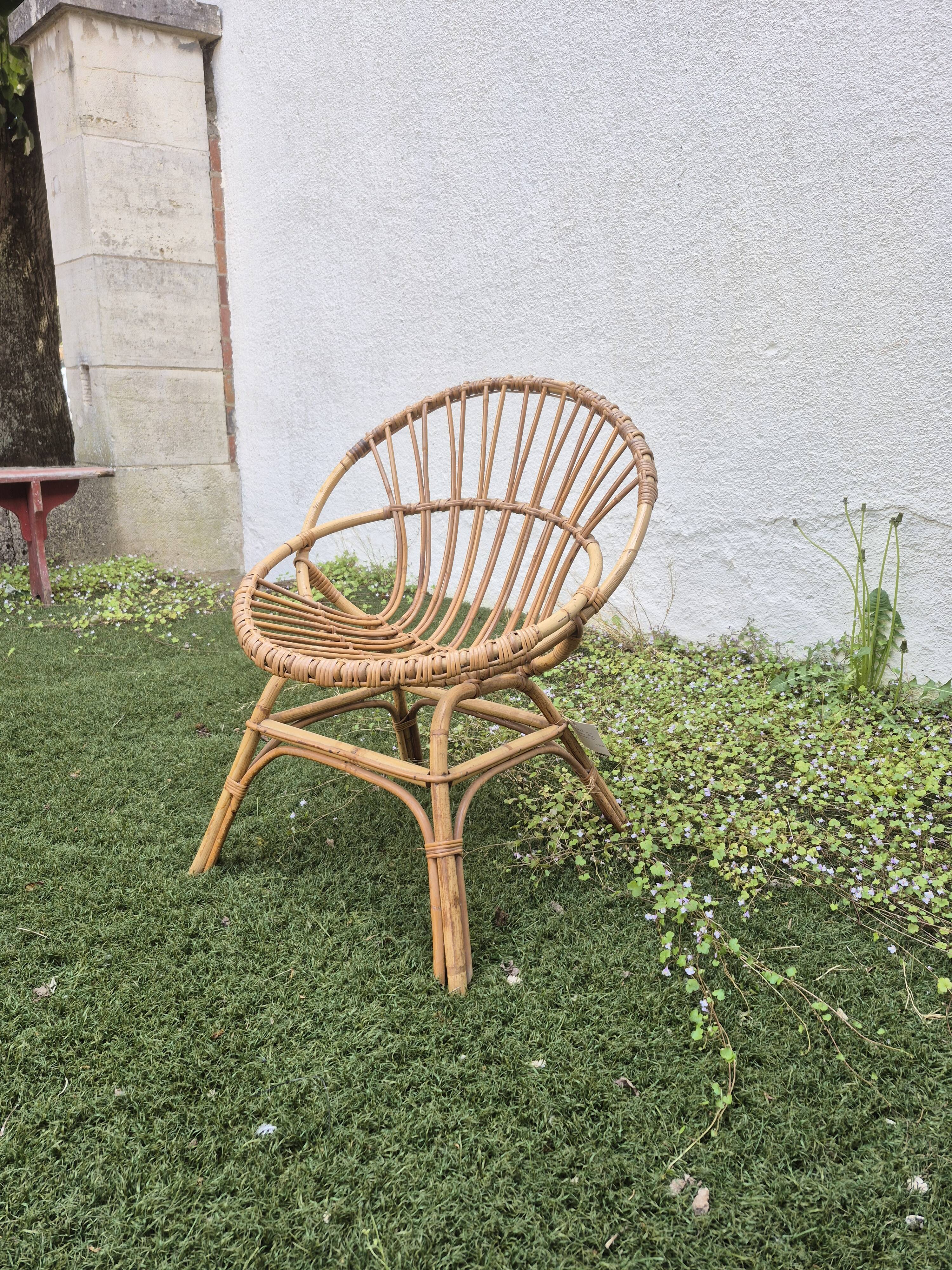 Small rattan armchair from the 60s