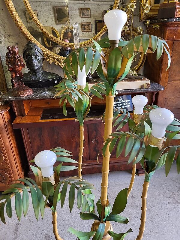 Metal and bamboo floor lamp of the 1960