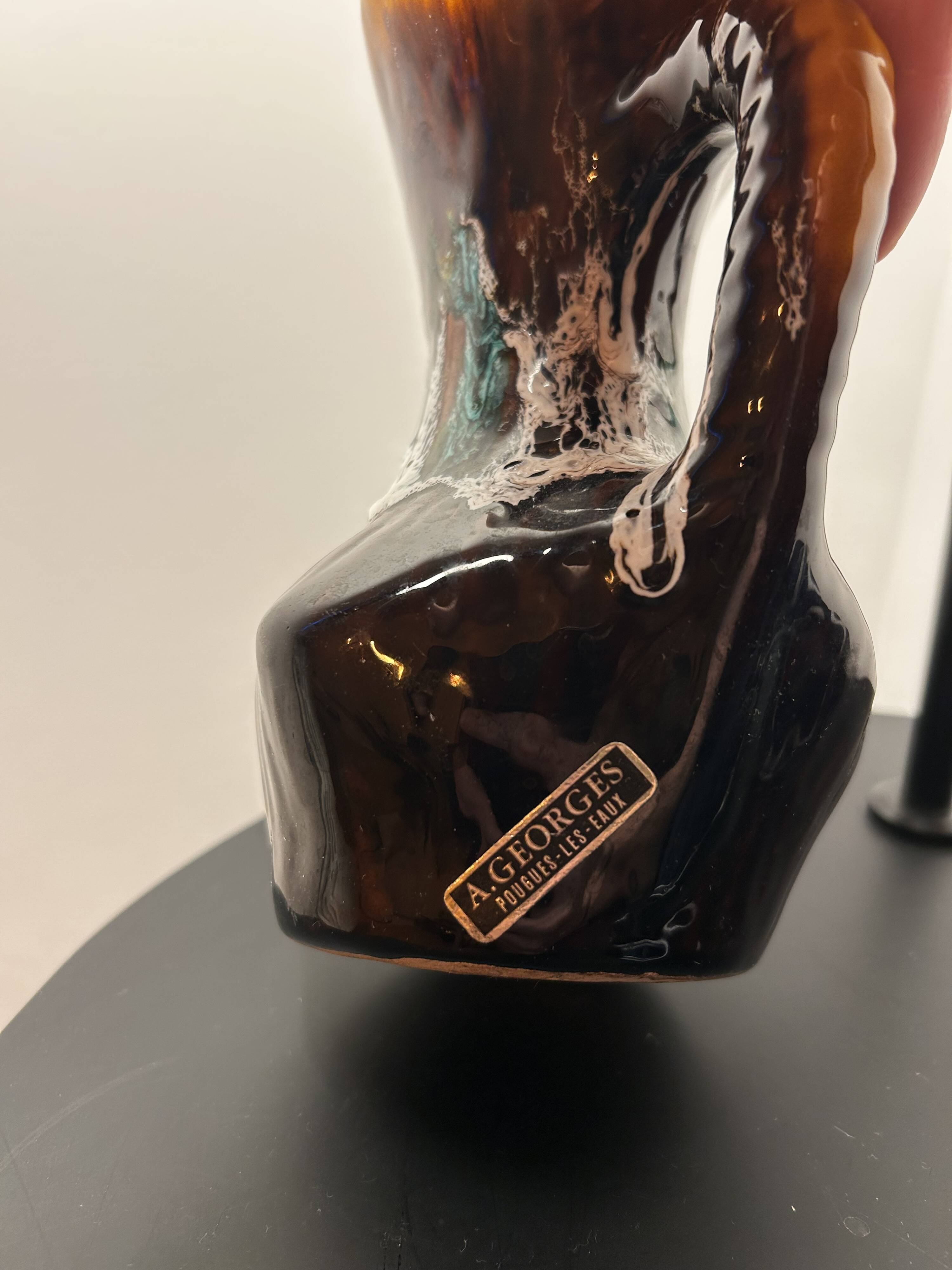 Ceramic stoneware carafe with a flambé glaze A.Georges