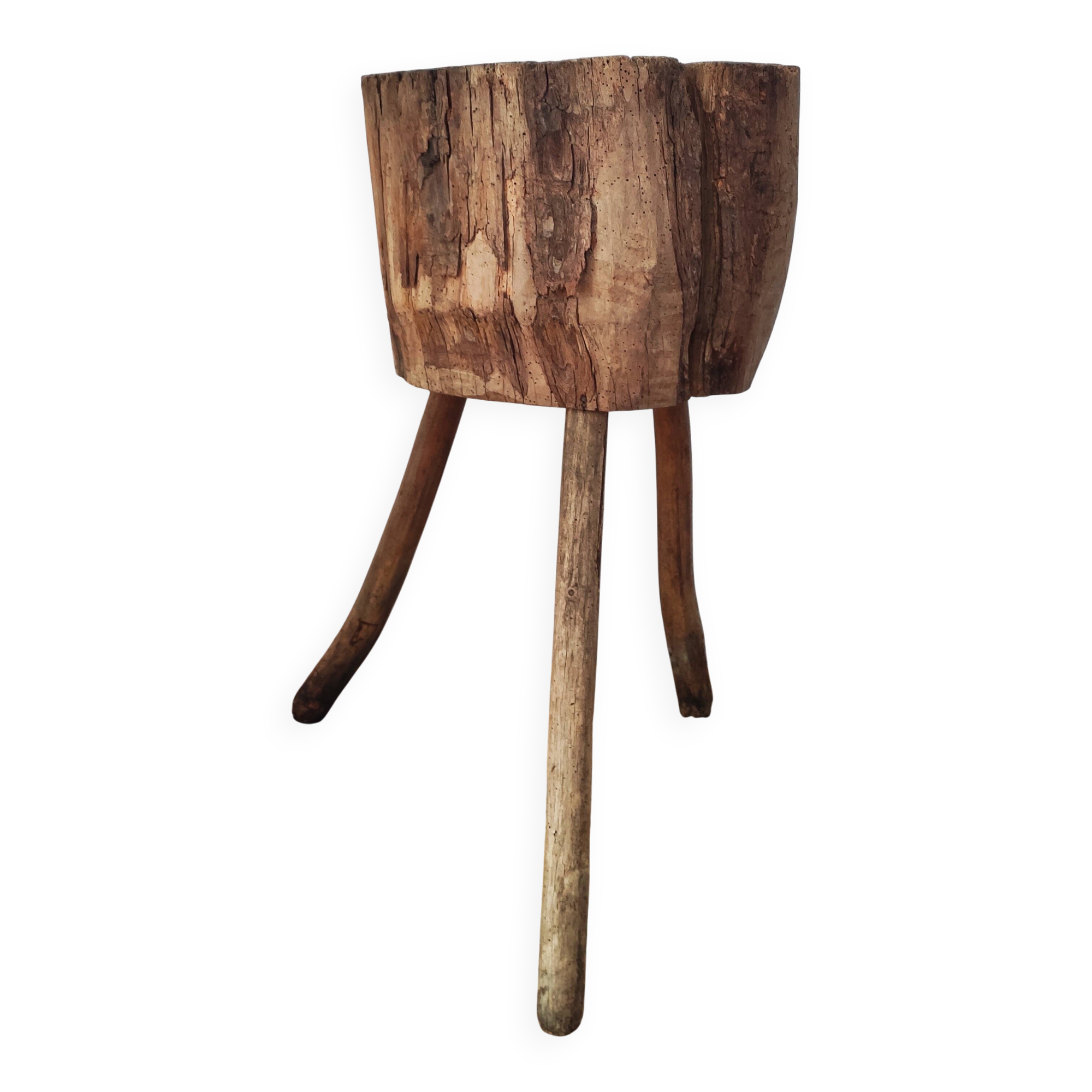 Brutalist side table - Former solid wood farm block