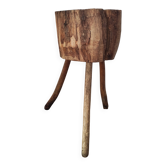 Brutalist side table - Former solid wood farm block