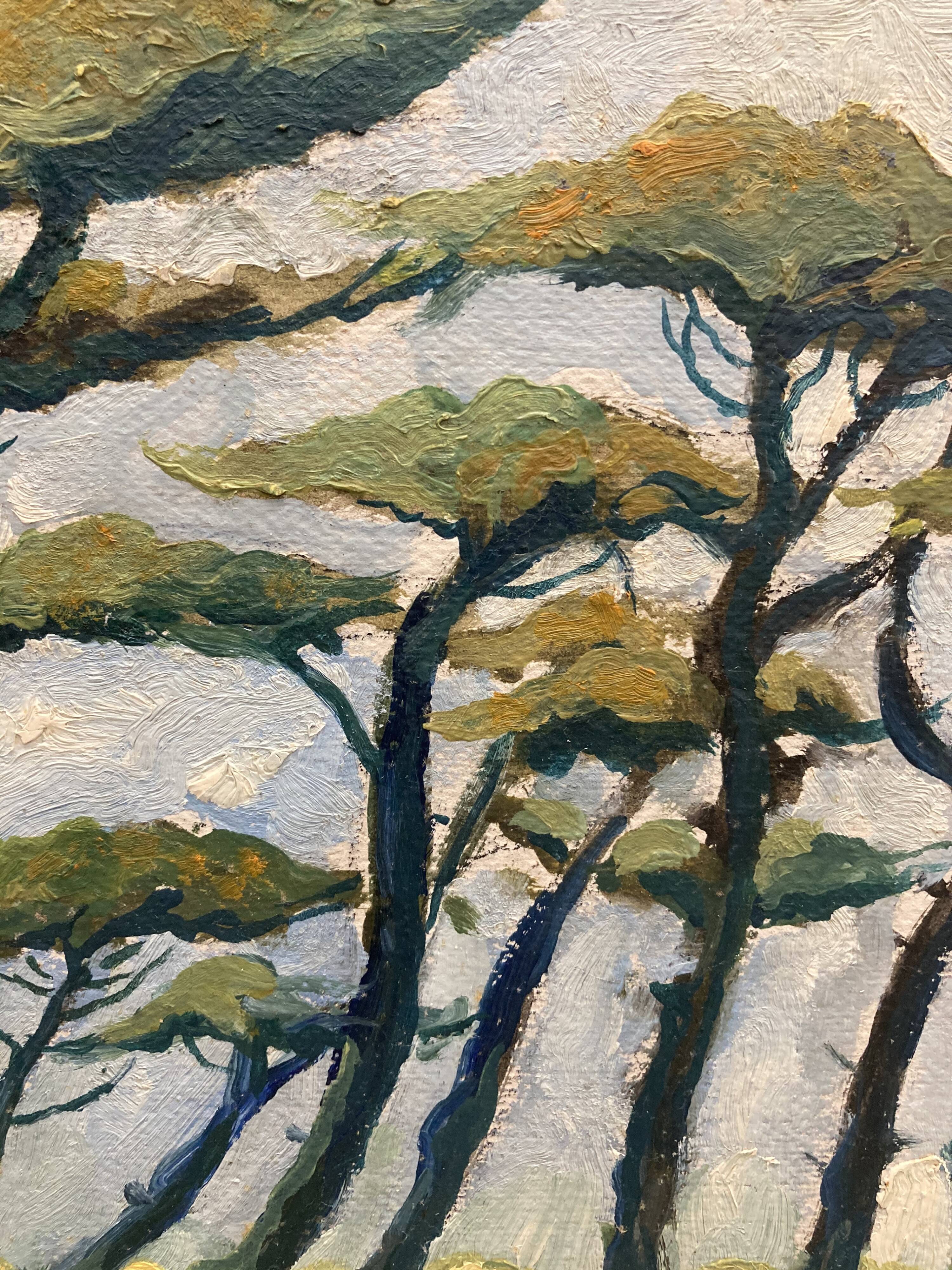 Pine painting and vintage river