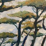 Pine painting and vintage river