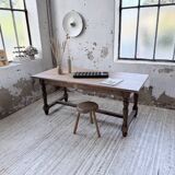 Farm table with turned legs, made of pine and birch, 180cm.