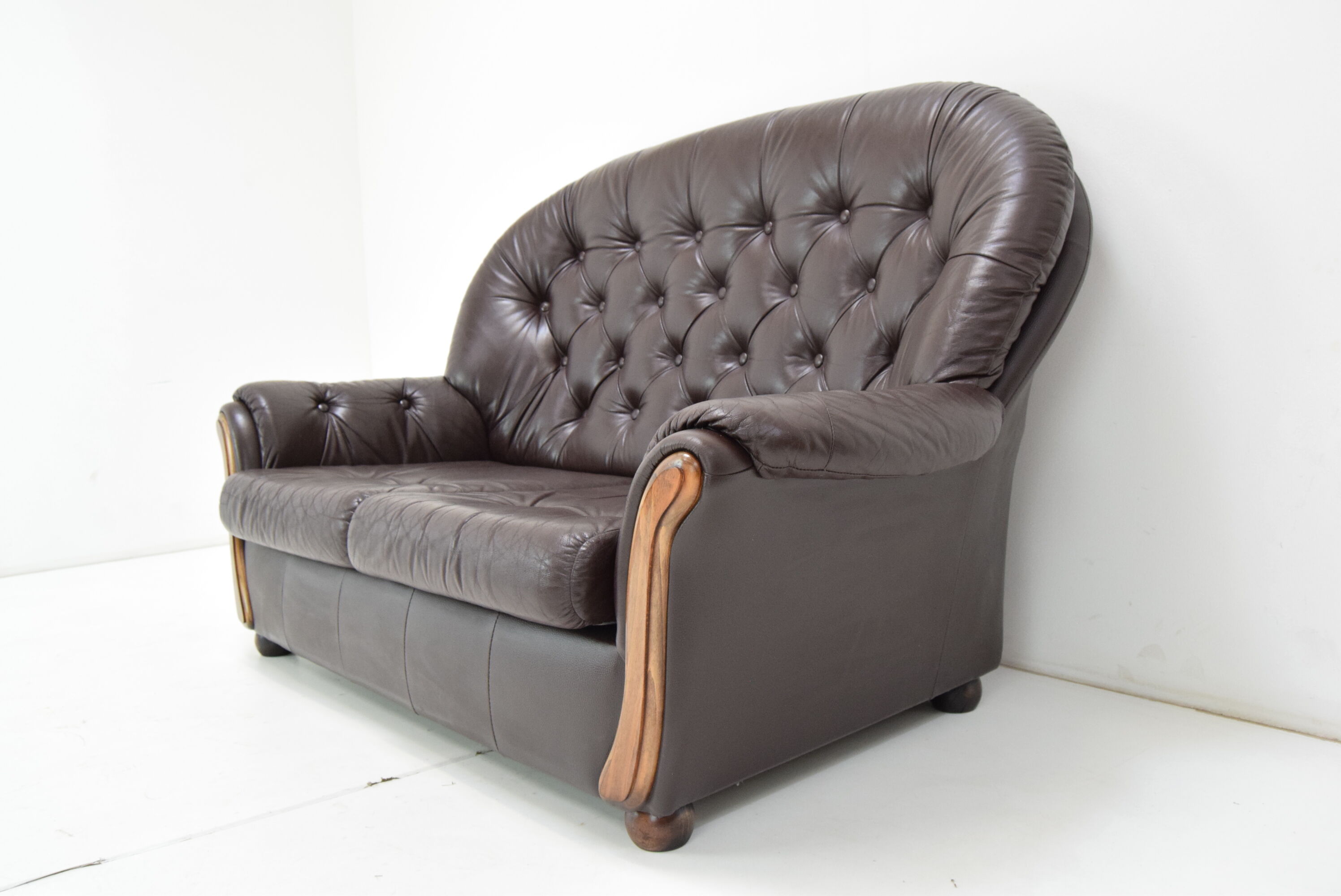 Mid-century Leatherette Two Seat Sofa,1990's.