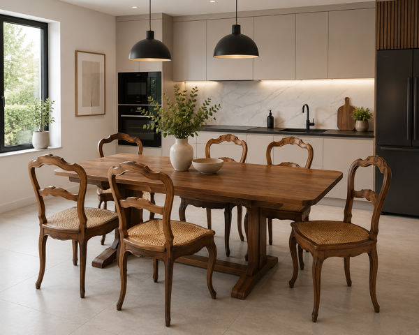 6 chaises dépareillées cannées
