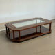 Vintage Octagonal Coffee Table — Glass Top, Brass Details & Two-Tier D