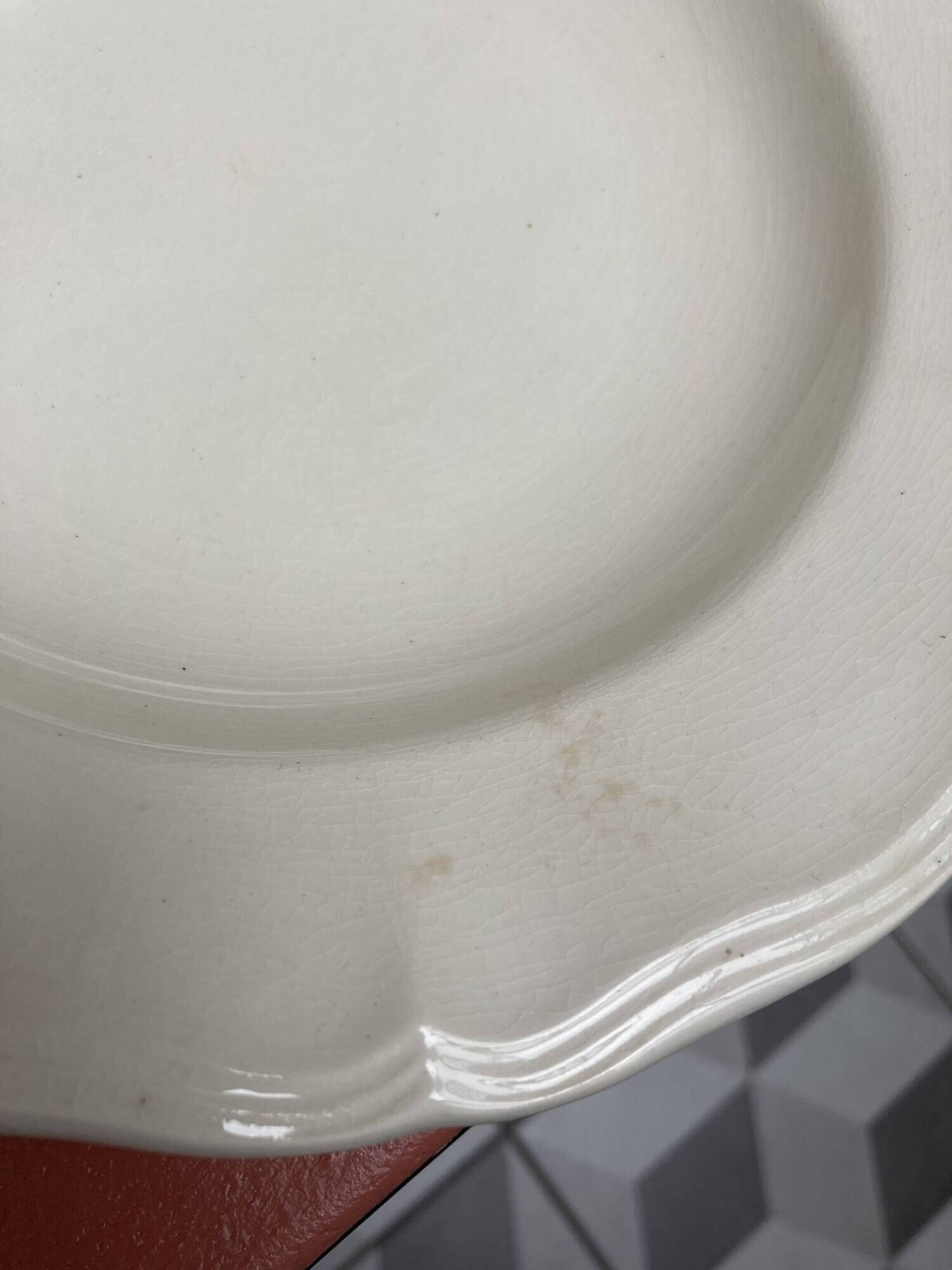 Set of 4 ivory gadroon soup plates Digoin Sarreguemines