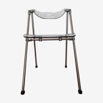 Folding chair in metal and plexiglass