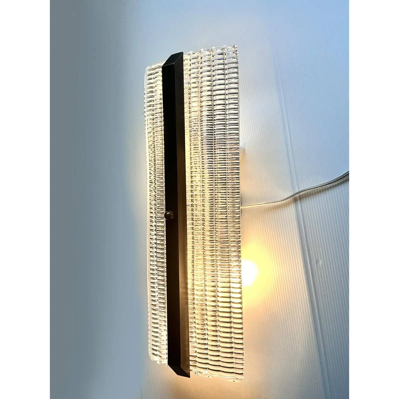 Contemporary Rectangular Diamond-Motif Murano Glass Sconces — Set of Four