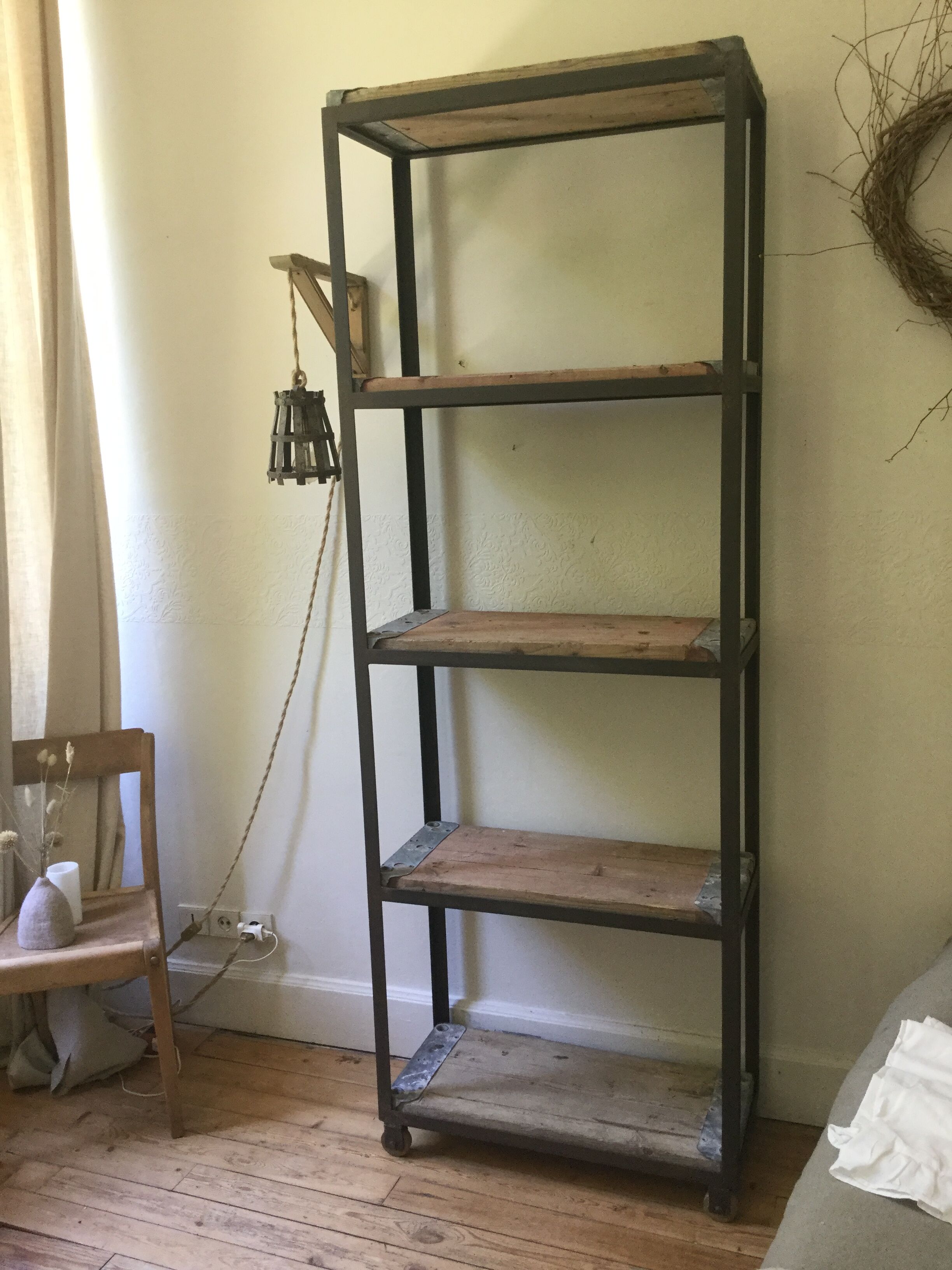 Industrial wood and iron shelf