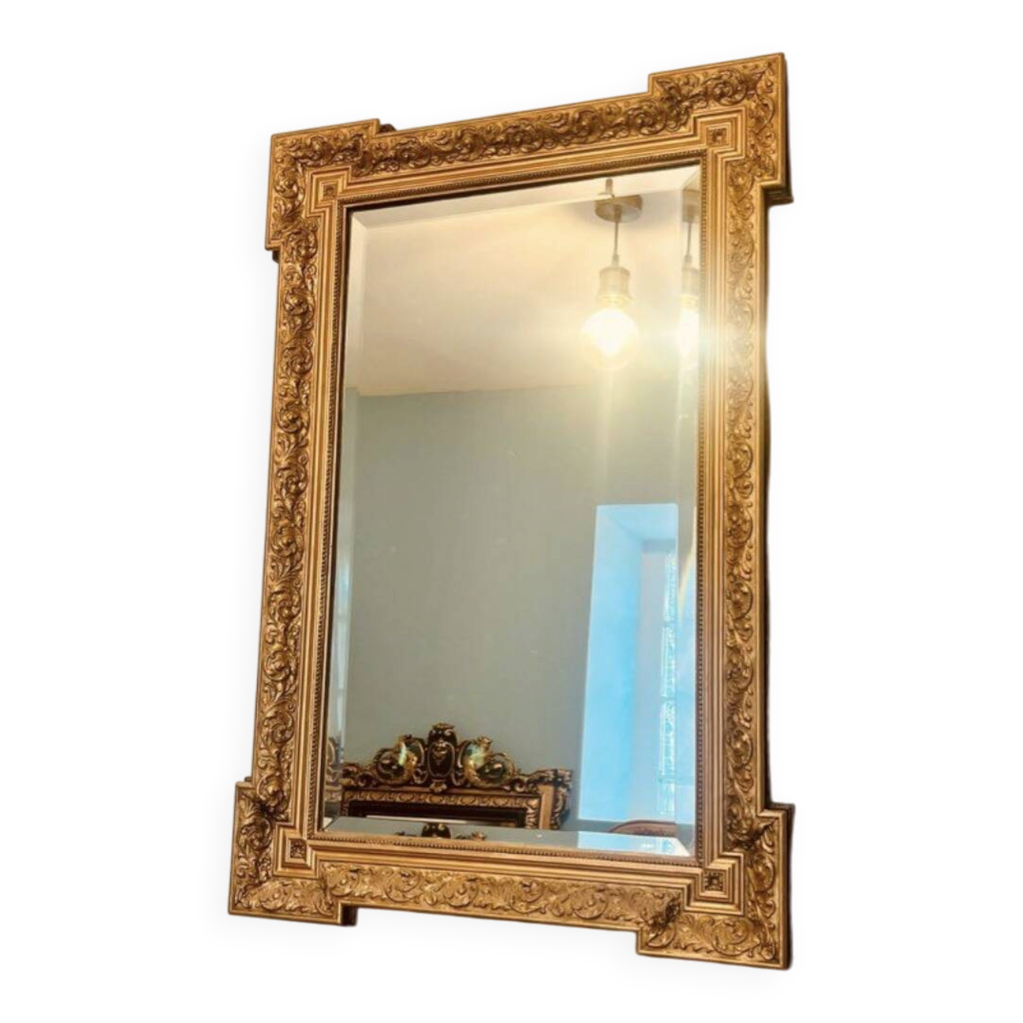 Antique gold leaf mirror – 99×67cm – bevelled glass,
