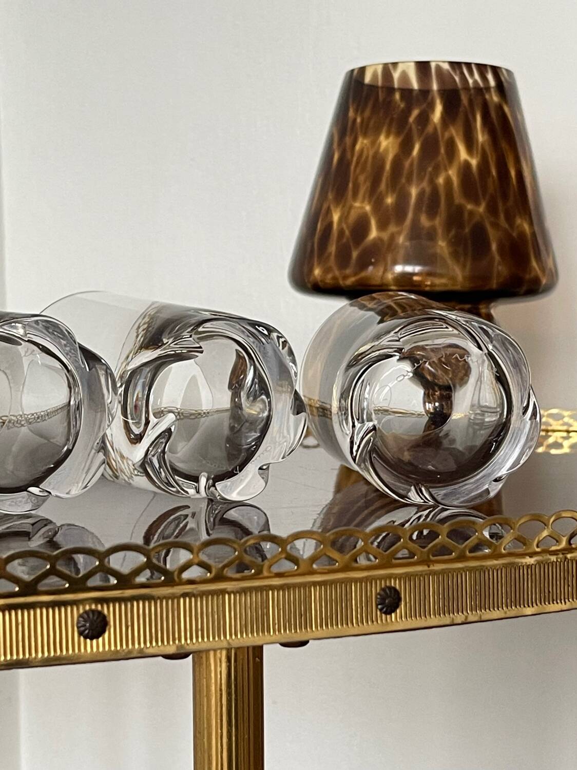 Crystal carafe and 4 glasses Daum France.