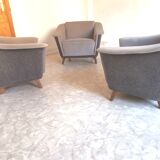 Trio armchairs club 50s grey