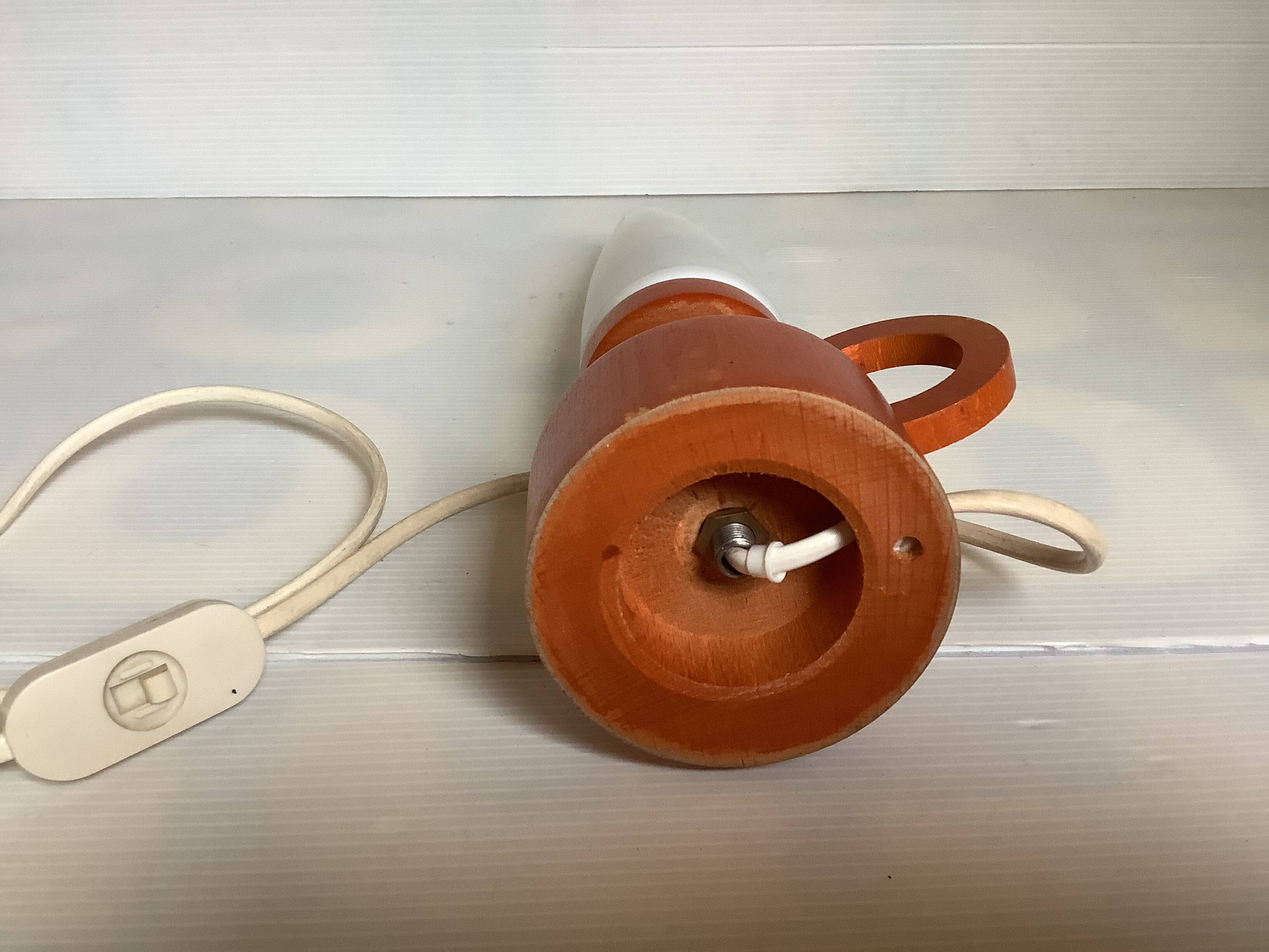 Scandinavian orange wooden lamp
