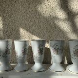 5 mazagrans porcelain vintage rosehip pattern