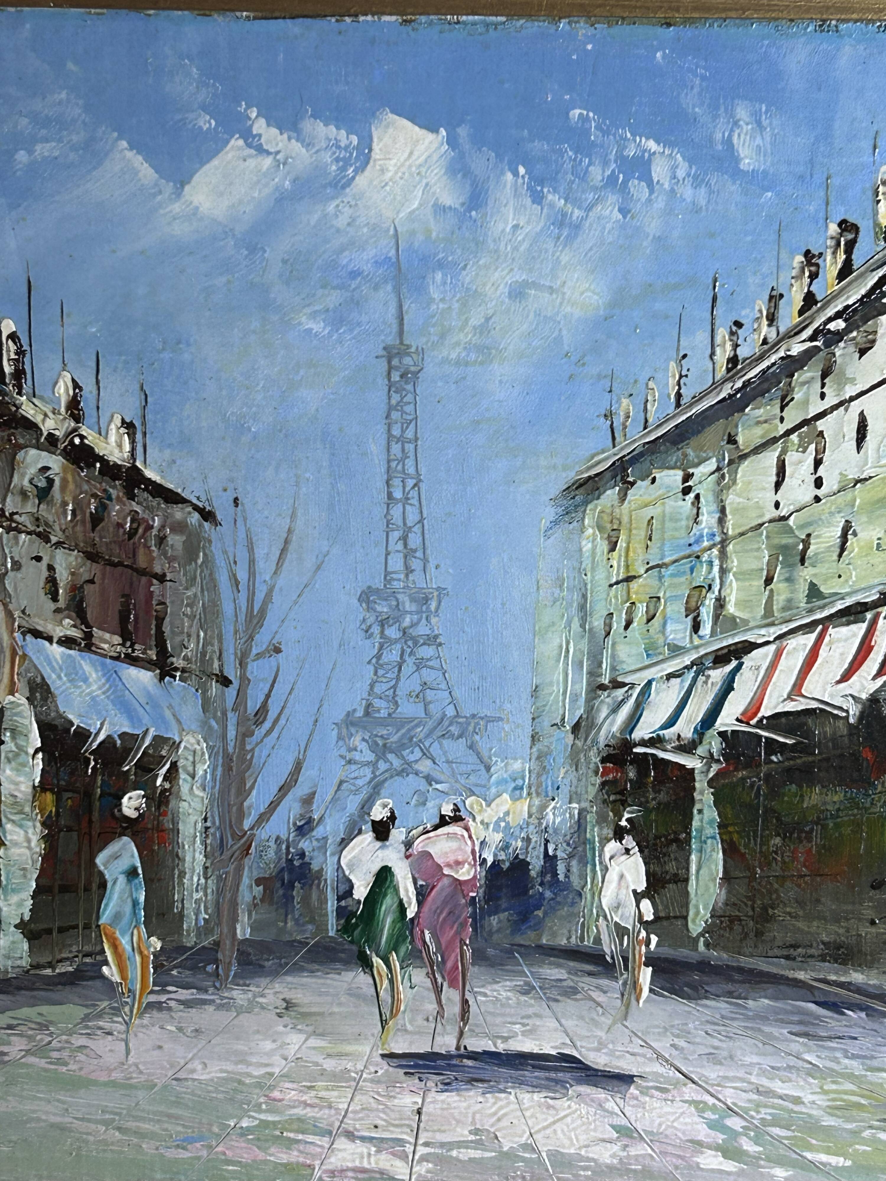 School of Paris, 20th century - Oil on cardboard - The Grands Boulevards