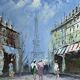 Ecole de Paris XXème - Huile sur carton - Les grands boulevards