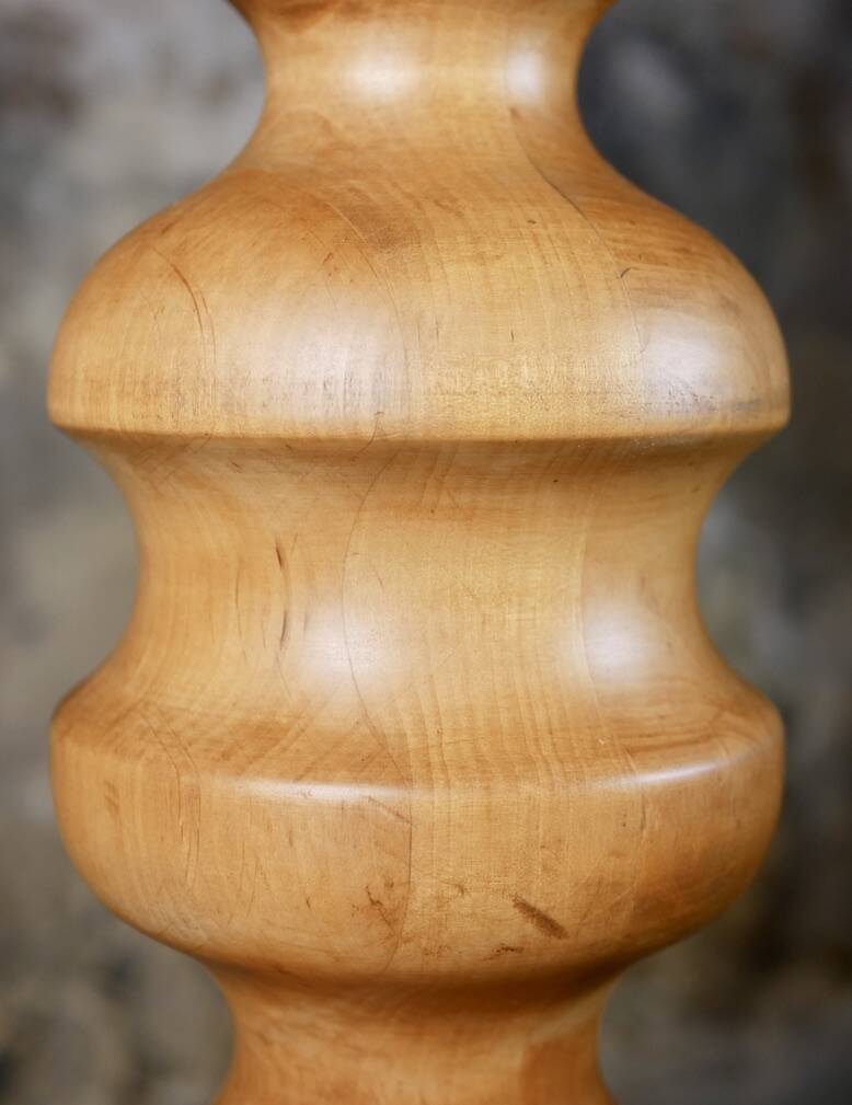 Large turned wooden lamp base, French work, 1960s