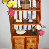 Vintage colonial style cabinet rattan and wicker