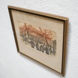 Old lithograph signed Claude Micaud