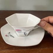 set of 2 Art Deco porcelain tea cups from Czechoslovakia