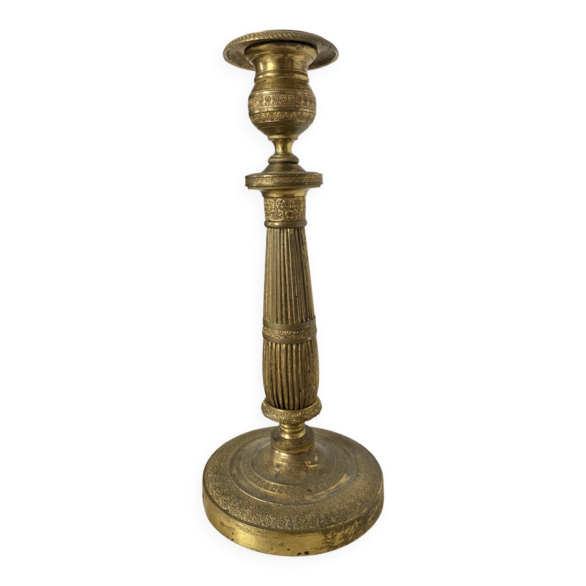 Antique brass candle holder 28 cm
