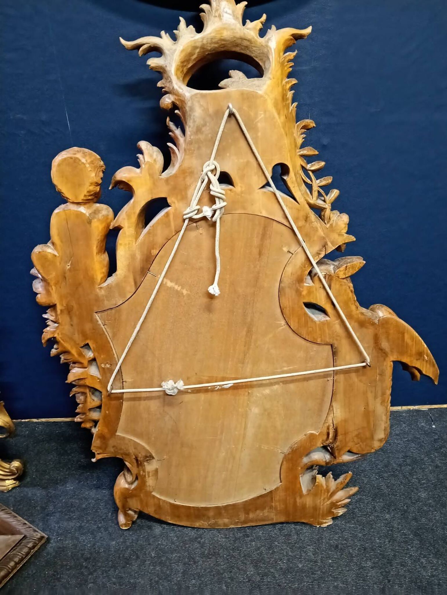 carved mirror in the spirit of Viardot – Decor with dragon and putto