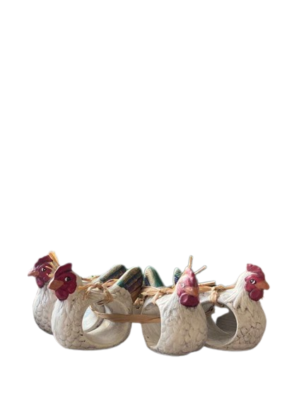 4 ronds de serviettes poule