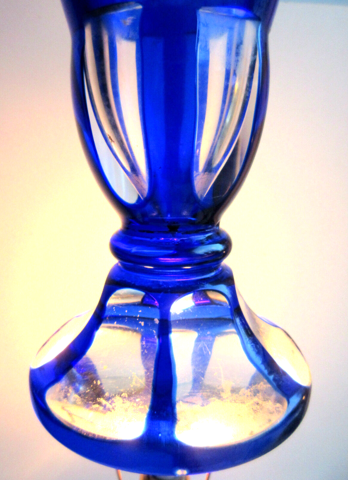 Blue and white Overlay crystal vase, chiseled and carved with Saint Louis foliage?