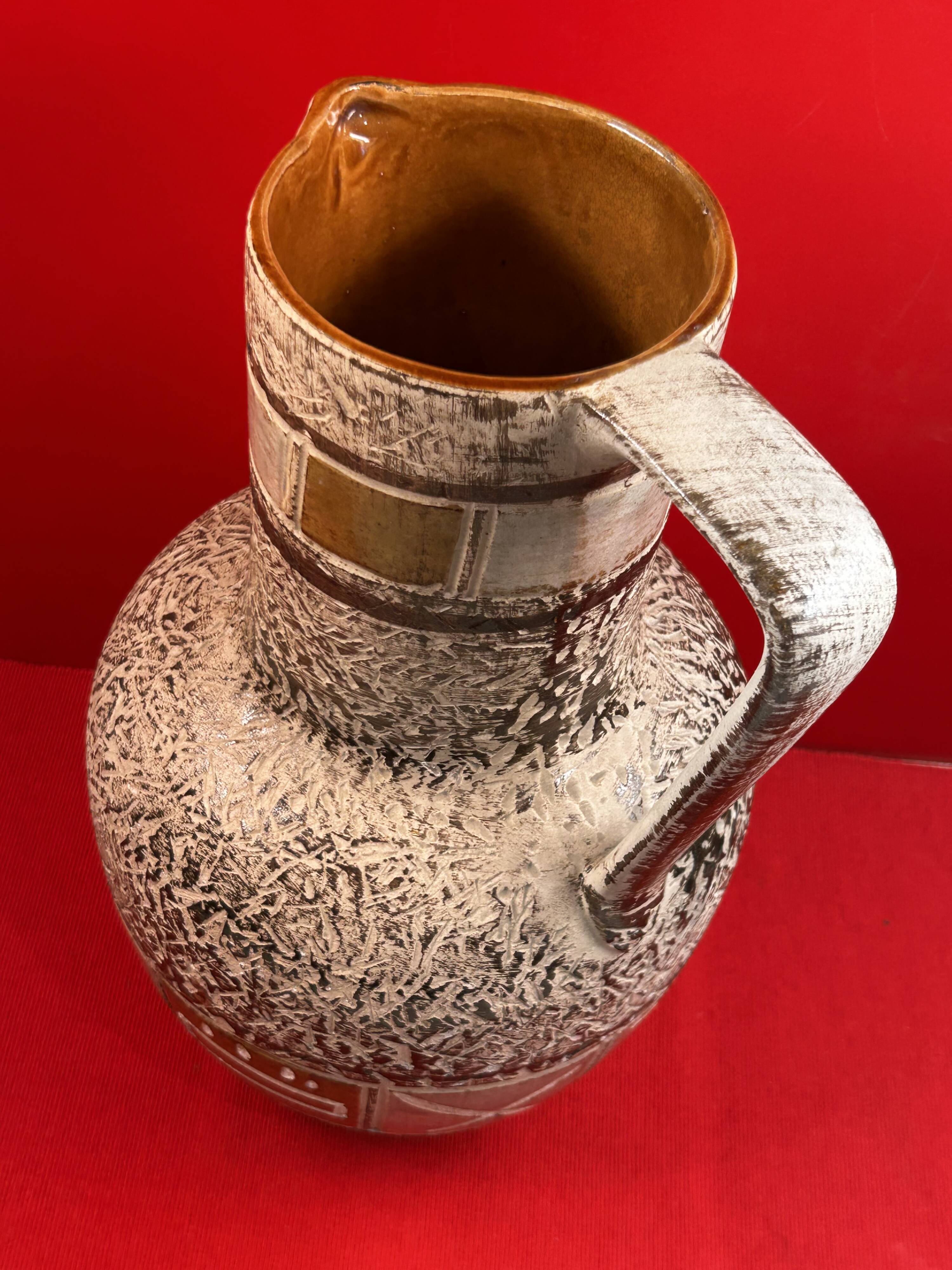 Vase ancien année 70 céramique allemande géométrique, scarifié 36cm